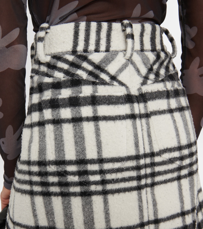 Shop Jw Anderson Checked Wool-blend Miniskirt In Black