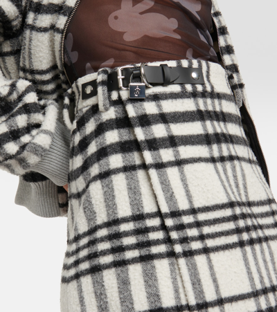 Shop Jw Anderson Checked Wool-blend Miniskirt In Black