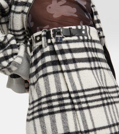 Jw Anderson Checked Wool-blend Miniskirt In Black