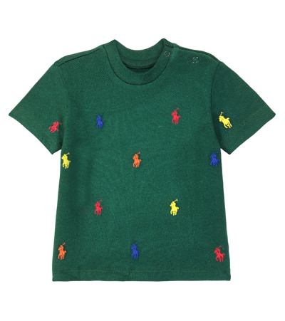 Shop Polo Ralph Lauren Baby Embroidered Cotton Piqué T-shirt In Green