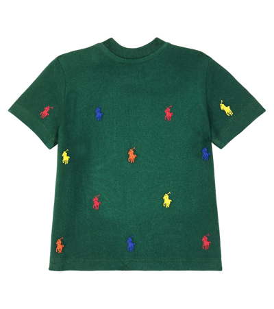 Shop Polo Ralph Lauren Baby Embroidered Cotton Piqué T-shirt In Green