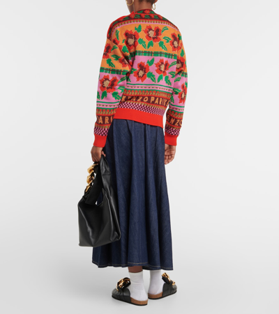 Shop Kenzo Intarsia Wool-blend Sweater In Multicoloured