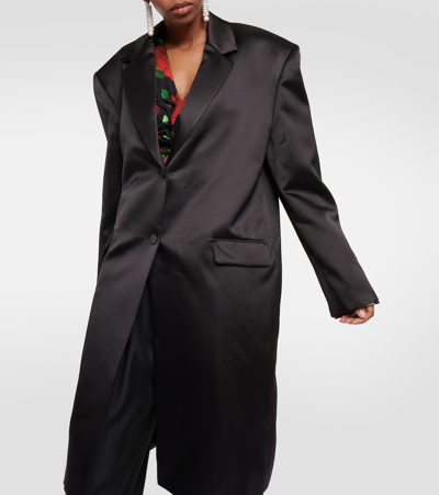 Shop Magda Butrym Silk Satin Blazer Coat In Black