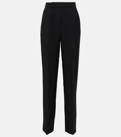 Shop Roland Mouret Wool And Silk Straight Pants In Black