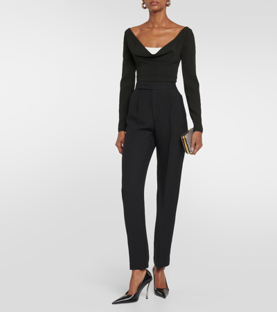 Shop Roland Mouret Wool And Silk Straight Pants In Black