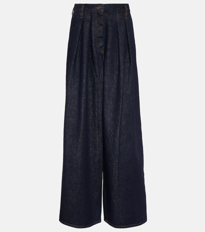 Shop Dries Van Noten Pleated High-rise Wide Jeans In Blue