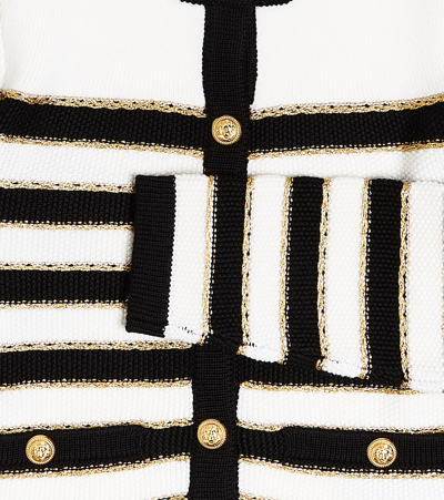 Balmain Striped Wool Knit Cardigan In Multicoloured