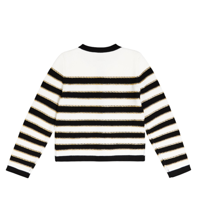 Balmain Striped Wool Knit Cardigan In Multicoloured