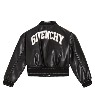 Shop Givenchy Embellished Faux Leather Varsity Jacket In Black