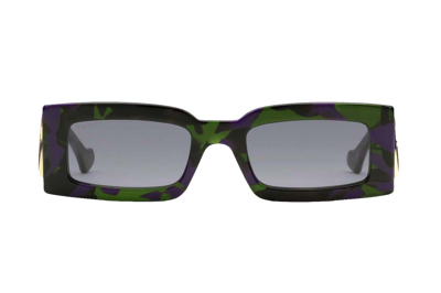 Pre-owned Gucci Rectangular Frame Sunglasses Green/purple (755254 J0740 3812)