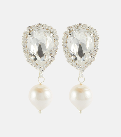 Shop Magda Butrym Embellished Pearl Earrings In Silver