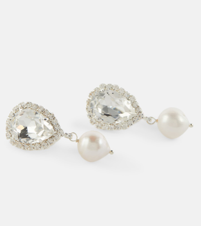 Shop Magda Butrym Embellished Pearl Earrings In Silver