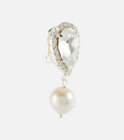 Shop Magda Butrym Embellished Pearl Earrings In Silver