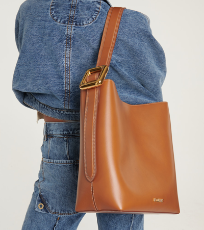 Shop Jacquemus Le Regalo Leather Shoulder Bag In Brown