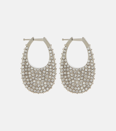 Shop Coperni Swipe Medium Embellished Earrings In Silver
