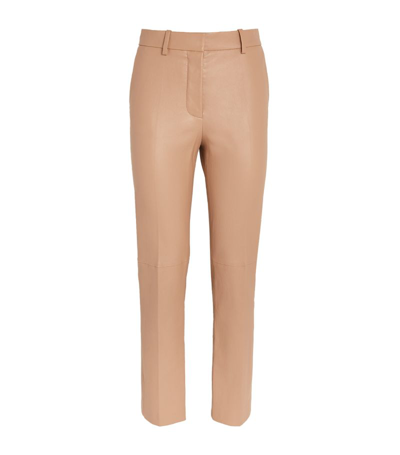 Shop Joseph Leather Coleman Trousers In Brown