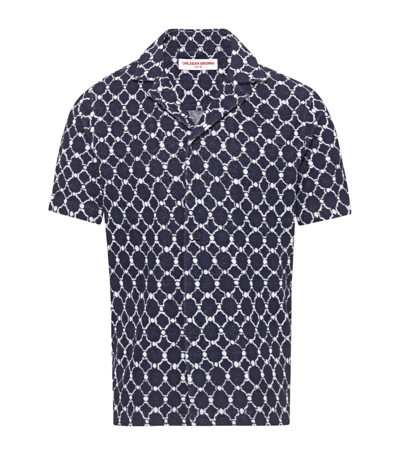 Shop Orlebar Brown Geometric Howell Shirt In Blue