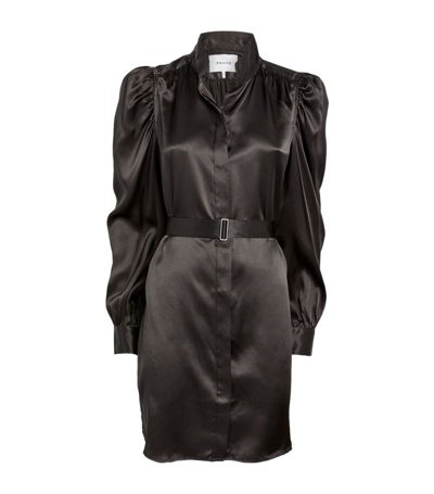 Shop Frame Silk Gillian Mini Shirt Dress In Black
