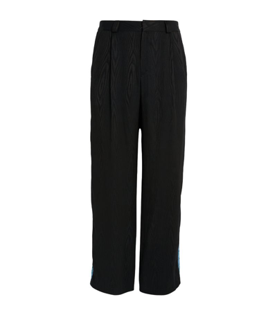 Shop Ahluwalia Jacquard-trim Trousers In Black