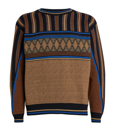Shop Ahluwalia Wool Patterned Sweater In Brown