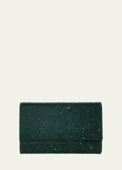 Shop Judith Leiber Fizzoni Full-beaded Clutch Bag In Ebonized Emerald