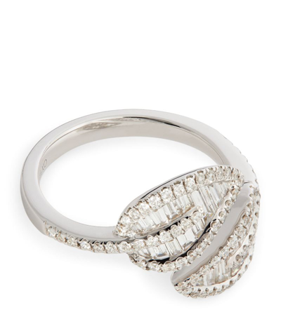 Shop Anita Ko Small White Gold And Diamond Leaf Ring