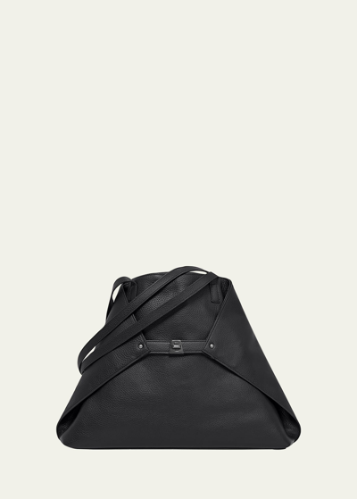 Shop Akris Ai Medium Soft Leather Shoulder Bag In Black