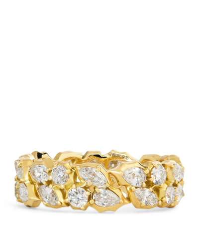 Shop Jade Trau Yellow Gold And Diamond Posey Eternity Ring