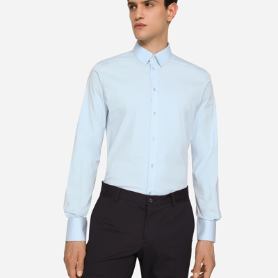Dolce & Gabbana Gold Fit Shirt In Cotton In Azure