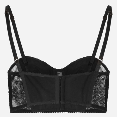 Dolce & Gabbana Lace Balconette Corset With Straps In Black