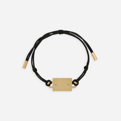 Dolce & Gabbana Bracelet With Cord And Logo Tag In Black