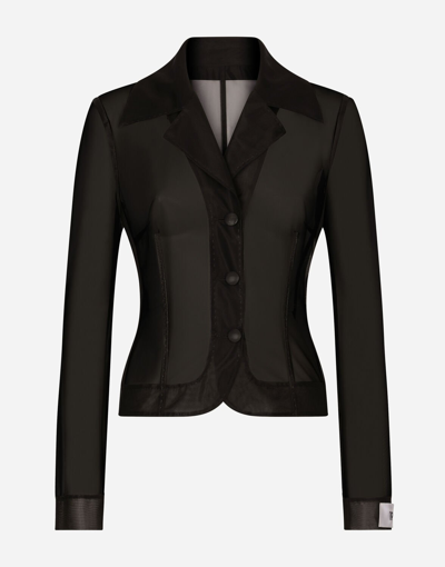 Dolce & Gabbana Single-breasted Marquisette Dolce Jacket In Black