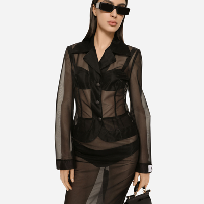 Dolce & Gabbana Single-breasted Marquisette Dolce Jacket In Black
