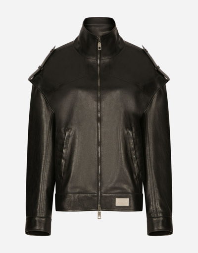 Shop Dolce & Gabbana Oversize Bullskin Jacket In Black