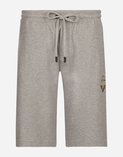 Dolce & Gabbana Jersey Jogging Shorts In Grey