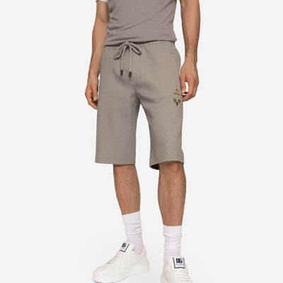 Dolce & Gabbana Jersey Jogging Shorts In Grey