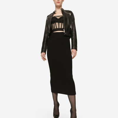 Dolce & Gabbana Tulle Bustier Top With Boning In Black