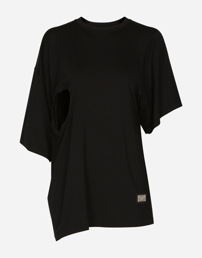 Shop Dolce & Gabbana Asymmetrical Top With Cut-out In Black