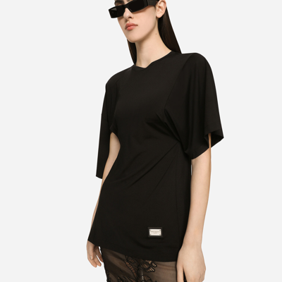 Shop Dolce & Gabbana Asymmetrical Top With Cut-out In Black