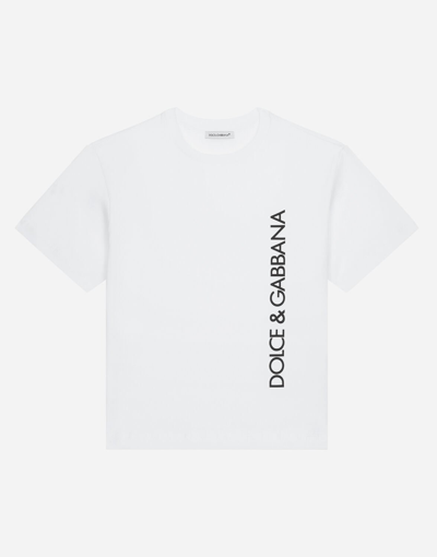 Shop Dolce & Gabbana Short-sleeved Logo-print Jersey T-shirt In White