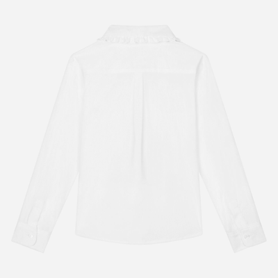 Shop Dolce & Gabbana Poplin Shirt With Embroidered Collar In White