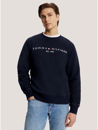 Shop Tommy Hilfiger Embroidered Tommy Logo Sweatshirt In Desert Sky