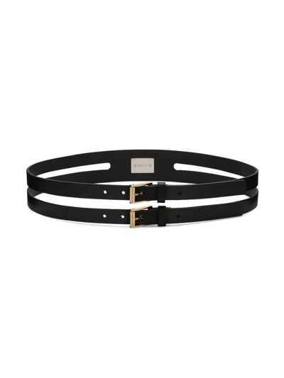 Shop Dolce & Gabbana Logo-plaque Double-strap Belt In Black