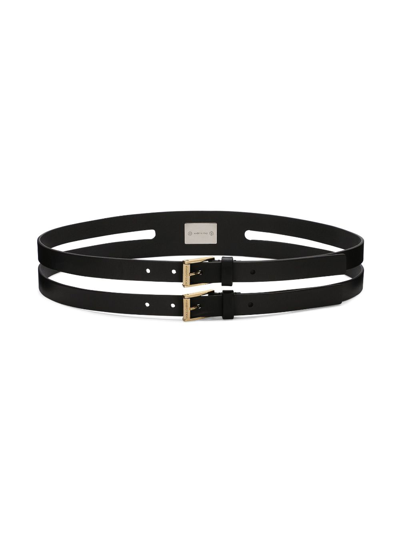 Dolce & Gabbana Logo-plaque Double-strap Belt In Black