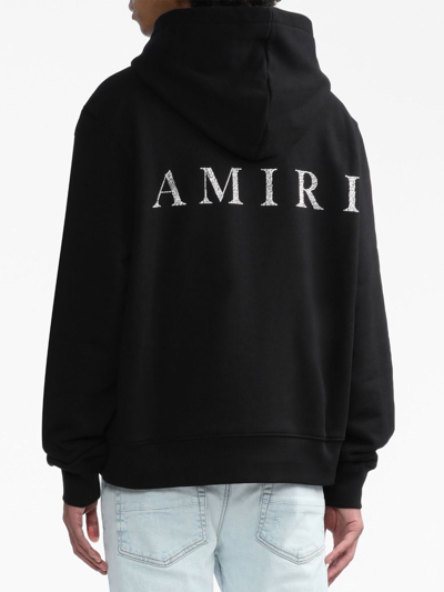 Shop Amiri Logo-embellished Cotton Hoodie In Black