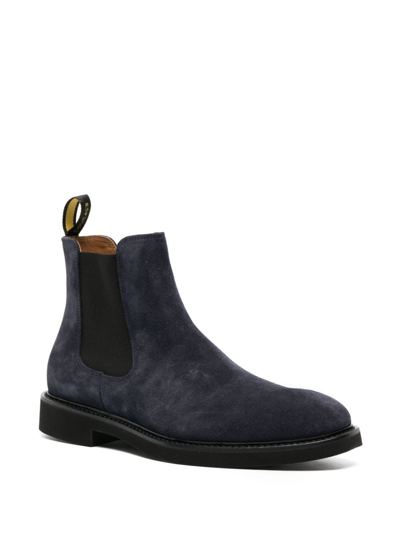 Doucal's Man Ankle Boots Navy Size 6.5 Leather In Blue