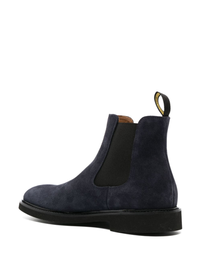 Doucal's Man Ankle Boots Navy Size 6.5 Leather In Blue