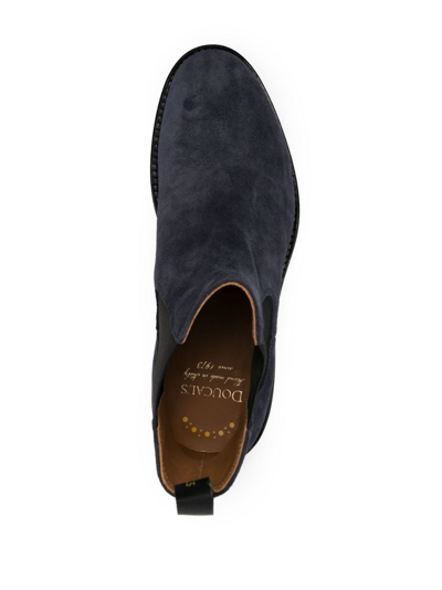 Doucal's Man Ankle Boots Navy Size 6.5 Leather In Blue