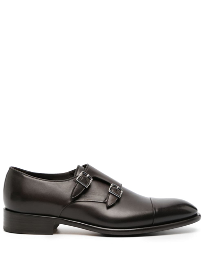 Shop Doucal's Double-strap Leather Monk Shoes In Brown