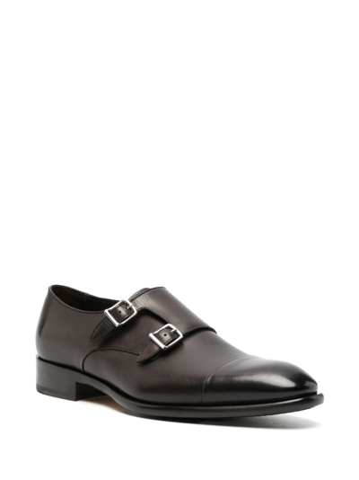 Shop Doucal's Double-strap Leather Monk Shoes In Brown